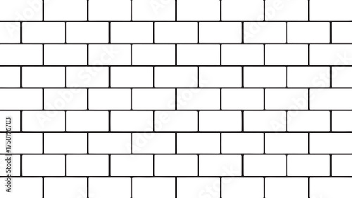 Detailed illustration of a classic brick wall pattern, , showcasing the texture and structure of masonry in a clean and simple design