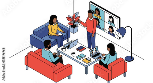 Diverse Group Engaging in a Video Conference Meeting.