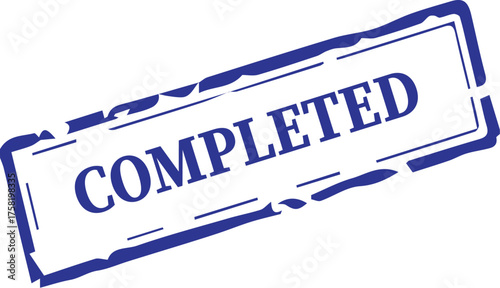 Completed rubber stamp imprint in blue ink on white background