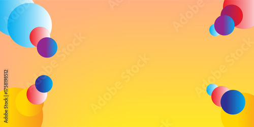 many multi colors gradient circle on yellow gradient background