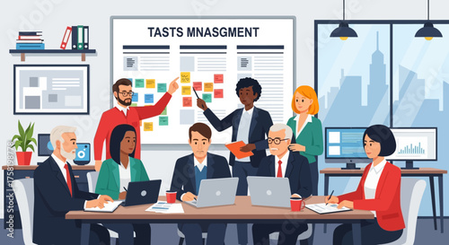 Diverse Business Team Meeting Around Conference Table Discussing Strategy.