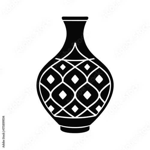 Arabic Patterned Vase Icon for Classic Pottery Decoration