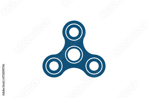 Blue fidget spinner toy rests centered on a clean white background, isolated and simple
