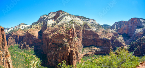 Fotografie Panorama of Zion National Park, Utah, Angel's Landing, View of the main climbing