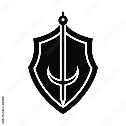 Arabic Shield and Sword Icon for Historical Warrior Symbol