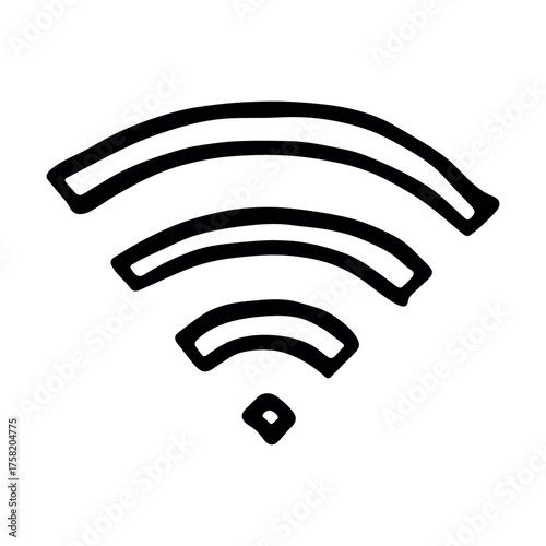 Hand drawn free wifi spot zone sign Public wi-fi area sign Wireless internet clipart in doodle style Single element for print, web, design, decor 3G, 4G, 5G, 6G, IoT
