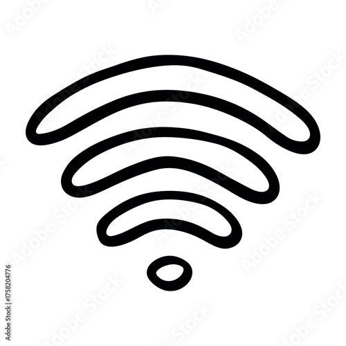 Hand drawn free wifi spot zone sign Public wi-fi area sign Wireless internet clipart in doodle style Single element for print, web, design, decor 3G, 4G, 5G, 6G, IoT