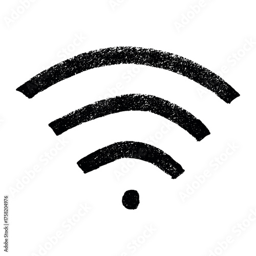 Hand drawn free wifi spot zone sign Public wi-fi area sign Wireless internet clipart in doodle style Single element for print, web, design, decor 3G, 4G, 5G, 6G, IoT