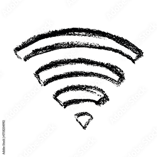 Hand drawn free wifi spot zone sign Public wi-fi area sign Wireless internet clipart in doodle style Single element for print, web, design, decor 3G, 4G, 5G, 6G, IoT