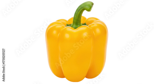 Photography Isolated Yellow bell pepper with green stem, vibrant, fresh, a colorful vegetabl