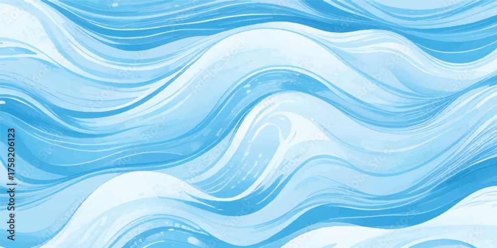 Fototapeta premium Abstract blue wave background featuring a seamless vector pattern of flowing water lines and light color texture