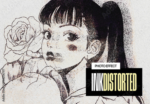 Ink Distortion Photo Effect Mockup