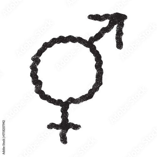 Hand drawn bigender female and male gender identity sign Symbol used to represent sex and gender