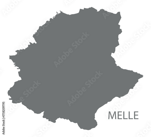 Melle city map with boroughs grey illustration silhouette shape
