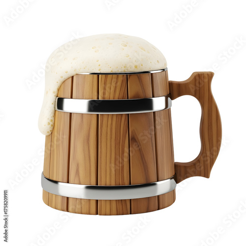 Wooden Beer Mug Foam Icon
