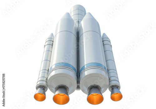 Fototapeta Naklejka Na Ścianę i Meble -  Isolated Space Launch System on Bright Backdrop ready for Liftoff towards Outer Space Missions