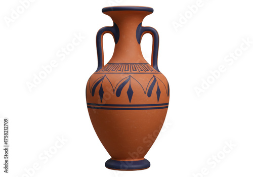 Foto Isolated Classical amphora with handles, ceramic vase with ancient Grecian paint