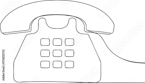 Black outline of a rotary dial telephone with keypad