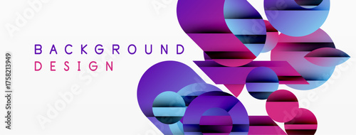Abstract circles overlap, creating vibrant purple, blue, pink gradients. White space provides contrast, modern aesthetic.