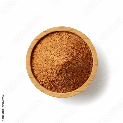 Cinnamon Powder in Bowl Isolated