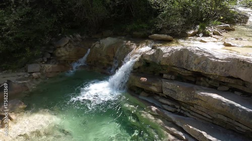 Waterfall in a small mountain stream in the Spanish Pyrenees