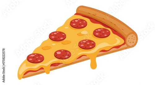 A slice of pepperoni pizza with melted cheese and a crust
