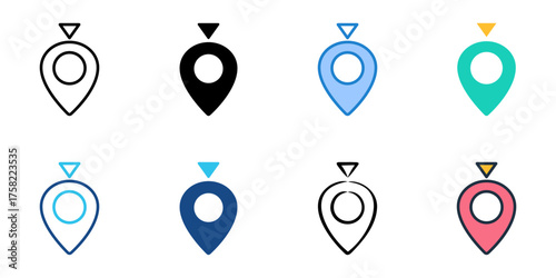 Location icon set multiple style collection 
