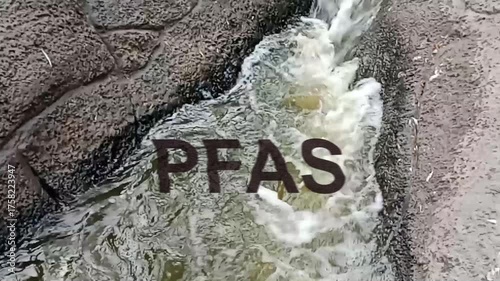 pfas sign on water background	