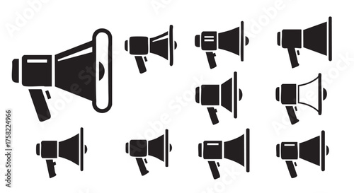 Megaphone Symbol Vector Set for Communication and Marketing Purposes