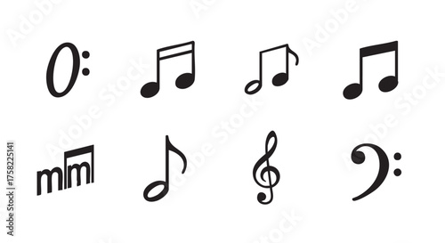 Musical symbols on white background illustration depicting music notes