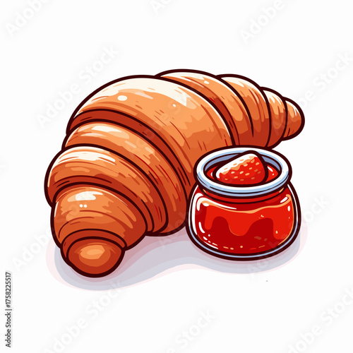 Croissant with jam vector