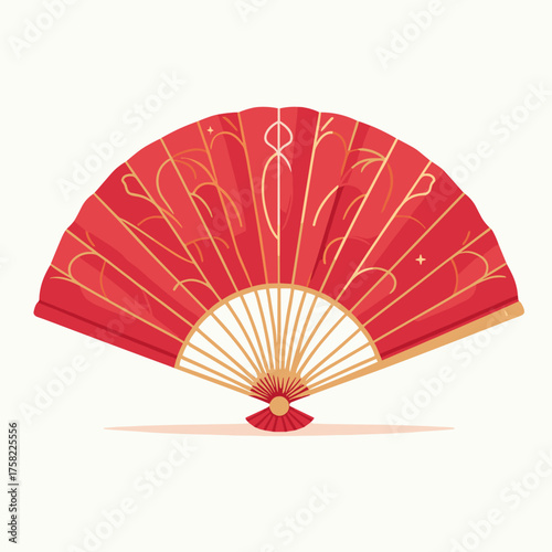 Red fan with gold details