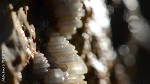 Close up of rock formation with light and shadow details