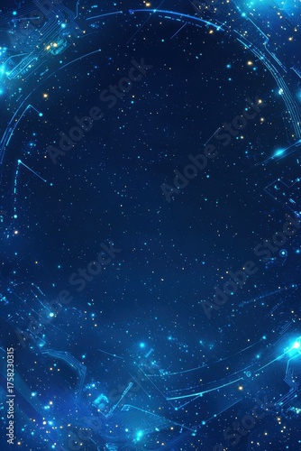 Futuristic digital circuit background with glowing blue lights and abstract design
