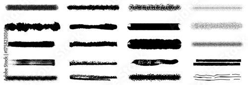 Pack of Hand-Drawn Vector Grunge Brush Strokes Set | Black Paint Texture, Ink Splatters and Distressed Lines.