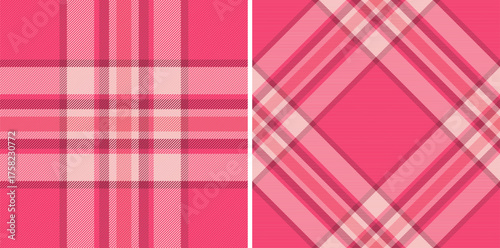 Two pink plaid patterns. Versatile textile design showcasing classic  diagonal checks. Ideal for backgrounds, fashion, textiles, and creative projects.