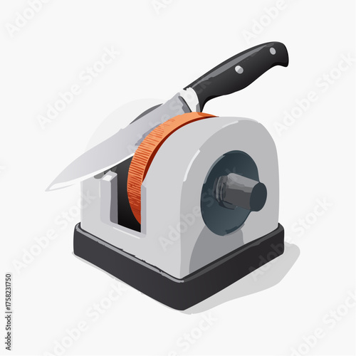 Knife sharpening tool illustration on white background for kitchen and culinary concepts