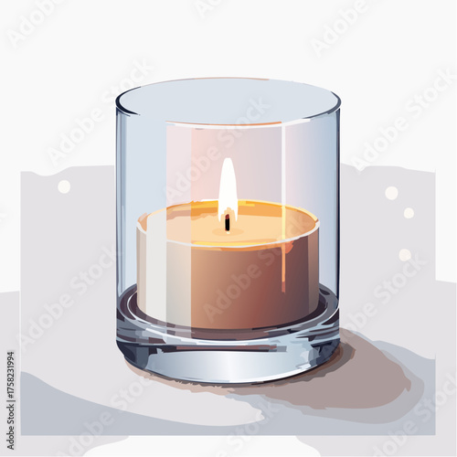 Lit candle inside glass holder vector illustration isolated design