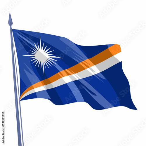 Marshall islands flag on pole illustration against white background