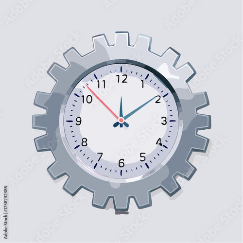 Mechanical clock with gear elements illustrating time measurement