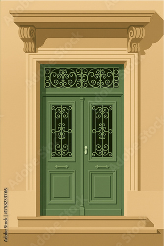 old wooden door with a window