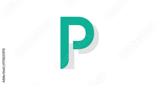 Free Download Teal letter P with a subtle grey shadow set against a white background - GFXLoad