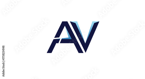 Navyblue AV logo with lightblue edging on a white background