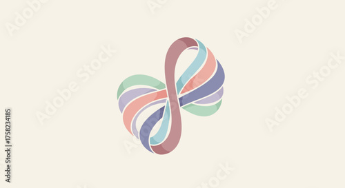 The image presents an infinity symbol composed of interconnected ribbons in various pastel colors