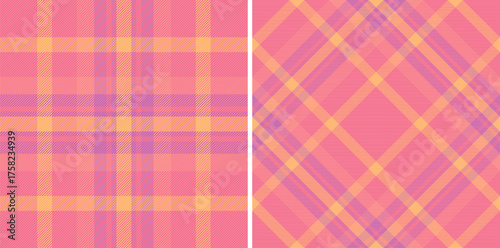 Check background vector of texture tartan seamless with a pattern plaid textile fabric. Set in warm colors. Easter fashion ideas for a stylish celebration.