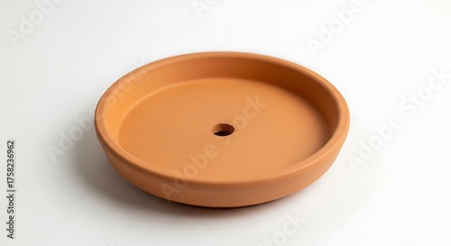 Terracotta Saucer Isolated on White Background