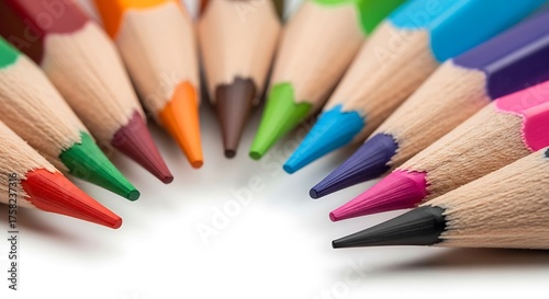 Vibrant Colored Pencils Arrayed Art Supply Macro