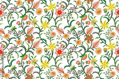 seamless floral pattern damask style motif suitable for wallpaper, cloth, textile, tile, curtain and fabric design isolated illustration vector archive EPS file.