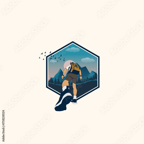ultra trail run illustration image for background and logo vector