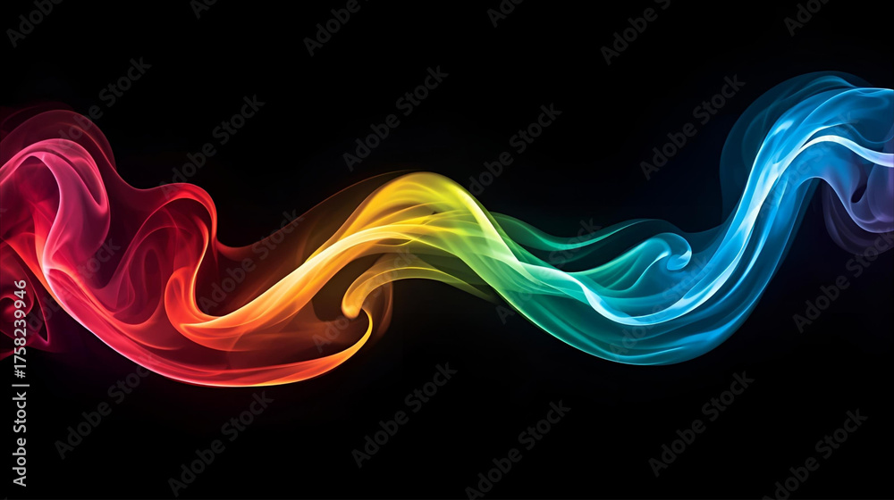 Obraz premium Colorful dynamic abstract wave design with a glowing fractal pattern effect.